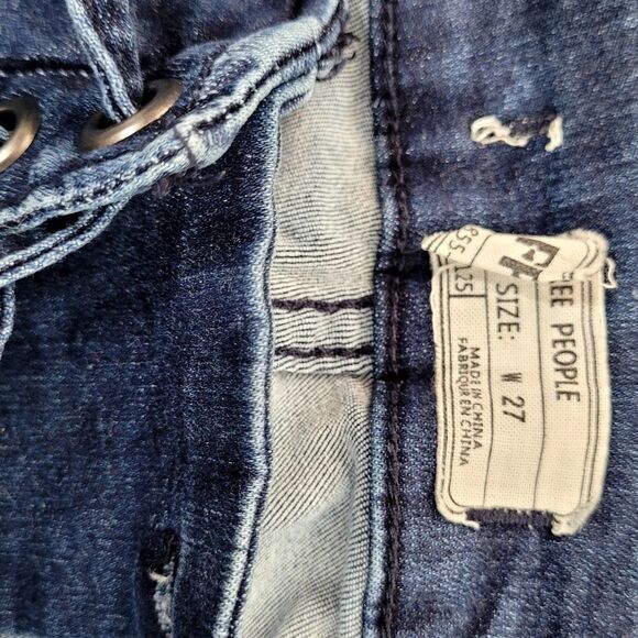 Free People High Waist Lace Up Skinny Jeans Size 27 - Picture 8 of 9